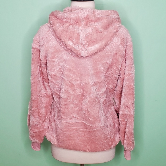 Pink Fuzzy Hoodie Pullover Sweatshirt - Picture 5 of 7